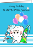 Birthday to Dental Assistant Card with a Tooth and a Bunch of Balloons card