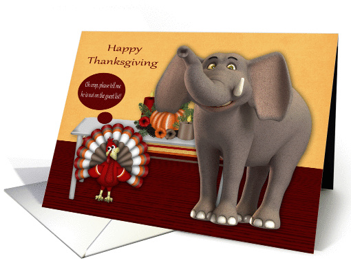 Thanksgiving, general, elephant theme, humor, turkey with... (1446636)