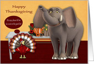 Thanksgiving, general, elephant theme, humor, turkey with elephant card