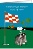 Invitations, Bachelor Bar Golf Party, Pub Golf, adorable raccoon card