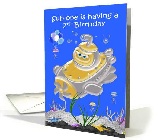 7th Birthday, cute submarine in the ocean with jellyfish,... (1448054)