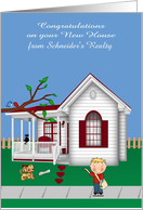 Congratulations on New House Custom Name with a House and Animals card