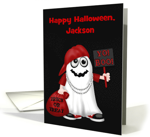 Halloween, custom name, Rapper ghost with a bag of treats... (1450226)