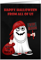 Halloween from All Of Us, Rapper ghost with a bag of treats, sign card