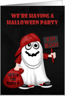 Invitations, Halloween Party, general, Rapper ghost with bag of treats card