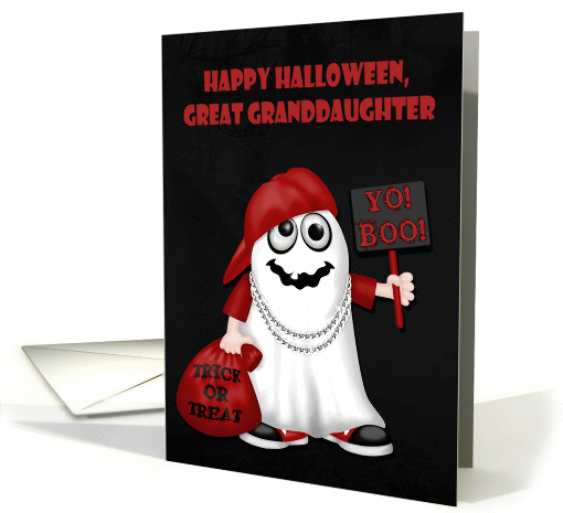 Halloween to Great Granddaughter, Rapper ghost with a bag... (1450392)