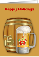 Happy Holidays, general, a decorated mug of beer with a mini keg card