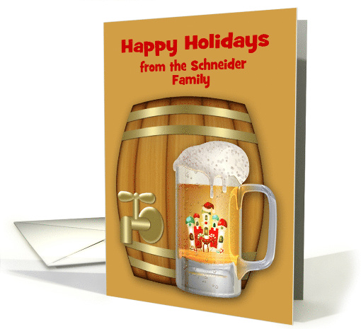 Happy Holidays, custom name, a decorated mug of beer with... (1453498)