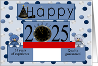 New Year’s 2025 Business Custom Logo Card with Adorable Owls card