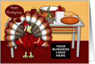 Thanksgiving Business Custom Logo Cute Turkey with Table Setting card