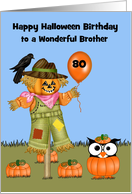 Birthday On Halloween, custom relationship and age, Owl, Scarecrow card