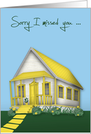 Sorry I missed you door to door solicitation, general, yellow house card