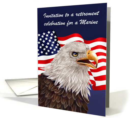 Invitations to Retirement as a Marine Party, a proud bald eagle card