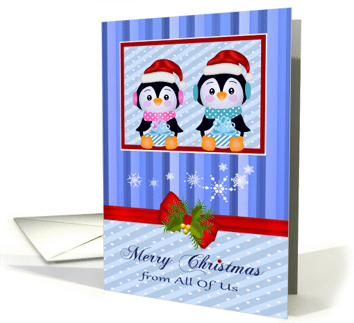 Christmas from All Of Us, adorable penguins holding... (1459770)
