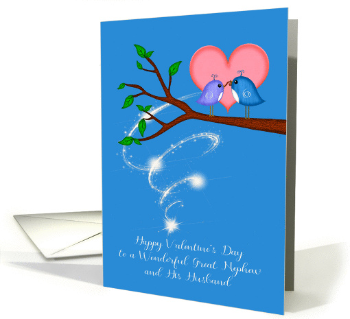 Valentine's Day to Great Nephew and Husband, cute birds with worm card