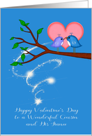 Valentine’s Day to Cousin and His Fiance, cute birds sharing a worm card