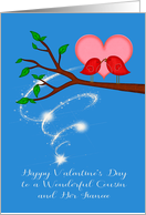 Valentine’s Day to Cousin and Her Fiancee, cute birds sharing a worm card