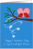 Valentine’s Day to Moms, cute birds sharing a worm with a heart card