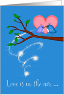 Valentine’s Day to Love, gay, romance, cute male birds sharing a worm card