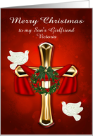 Christmas Custom Name and Relationship with Beautiful White Doves card