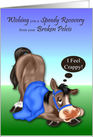 Get Well from a Broken Pelvis with a Horse Wearing a Blue Blanket card