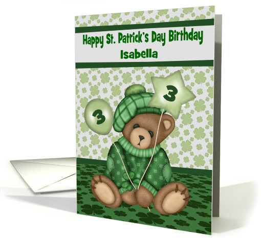 3rd Birthday on St. Patrick's Day, custom name, bear... (1462504)
