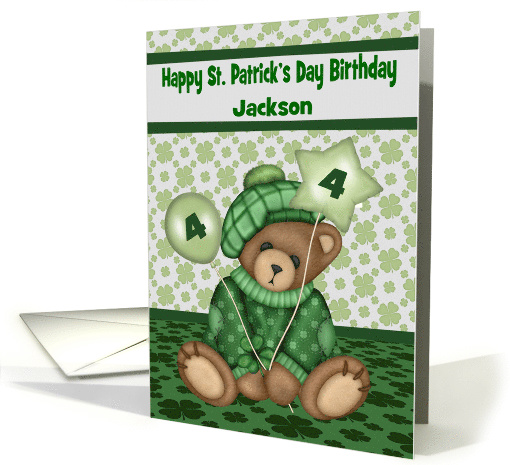 4th Birthday on St. Patrick's Day, custom name, bear... (1462508)