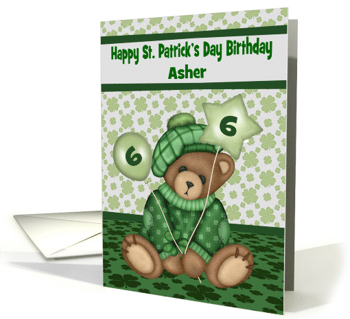 6th Birthday on St. Patrick's Day, custom name, bear... (1462512)