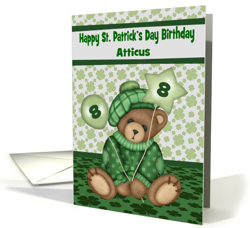 8th Birthday on St. Patrick's Day, custom name, bear... (1462516)