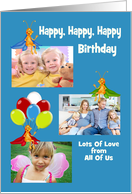 Birthday Custom Photo Card with Three Placements for Your Photos card