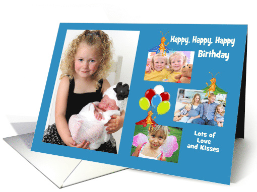 Birthday Custom Photo Card with Four Placements for your Photos card