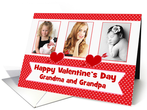 Valentine's Day Custom Photo Card with Three Photo Placements card