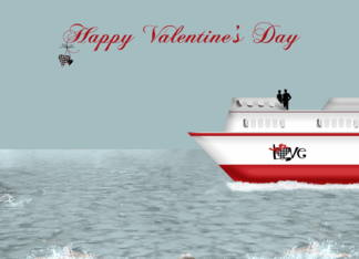 Valentine's Day, Cruise Ship Theme, love ship out on the ocean