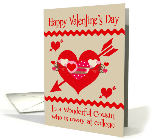 Valentine's Day to Cousin away at college, red, white,... (1465436)
