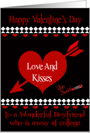 Valentine’s Day to Boyfriend away at college, Red hearts, diamonds card