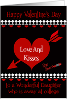 Valentine’s Day to Daughter away at college, Red hearts, diamonds card