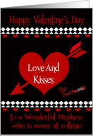 Valentine’s Day to Nephew away at college, Red hearts, diamonds card