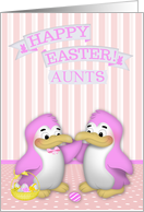 Easter to both my Aunts, two cute penguins with a basket of eggs card