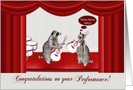 Congratulations on Performance with Raccoons Playing Guitars card