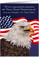 Announcements of Coast Guard Commission, custom, bald eagle with flag card