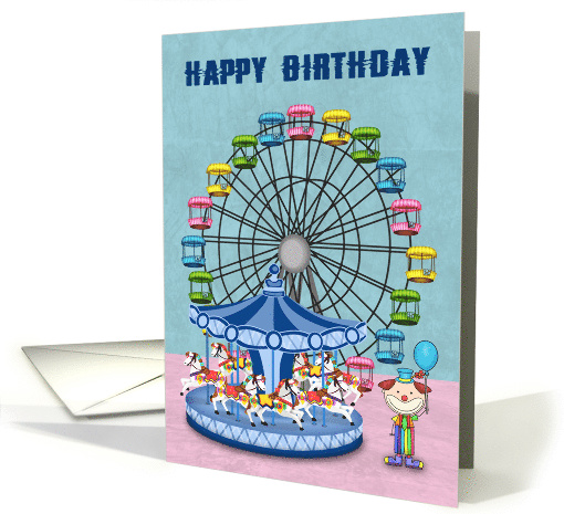 Birthday, general, cute clown with a balloon, Ferris... (1469966)