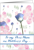 Mother’s Day to Mum, pretty colorful flowers on a white background card