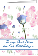 Birthday to Mum with Pretty Colorful Flowers on a White Background card