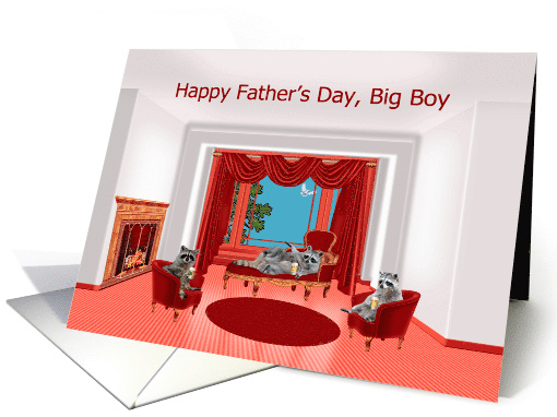 Father's Day for him, adult humor, raccoons enjoying mugs of beer card