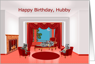 Birthday to Husband, adult humor, raccoons enjoying mugs of beer card