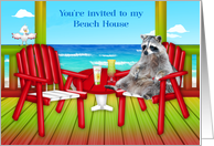 Invitations to My Beach House, Raccoon enjoying a cocktail on deck card
