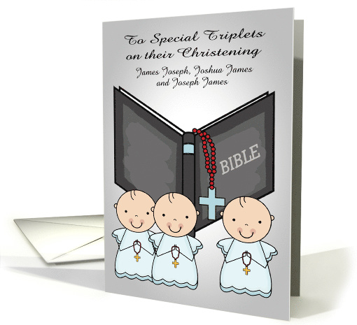 Congratulations on Christening to Boy Triplets Custom... (1484928)