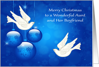 Christmas to Aunt and Boyfriend, beautiful ornaments with white doves card