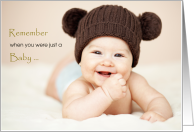 Congratulations on Retirement with an Adorable Baby Wearing a Hat card