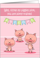 Congratulations on Potty Training Card with Piggies Tickled Pink card